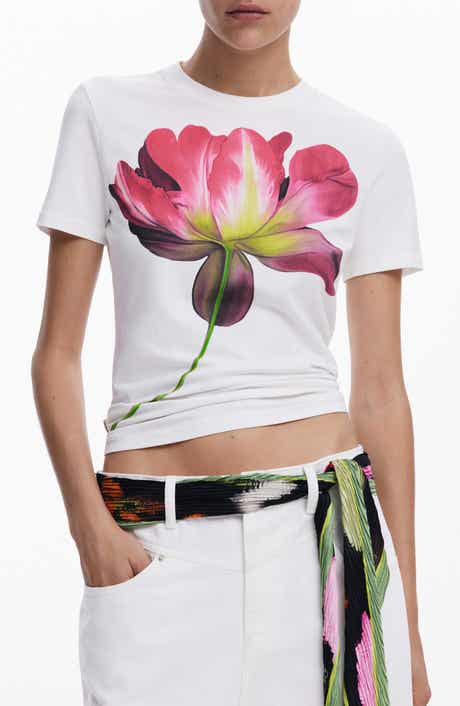 Desigual Fitted Floral Crop T-Shirt