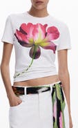 Desigual Fitted Floral Crop T-Shirt