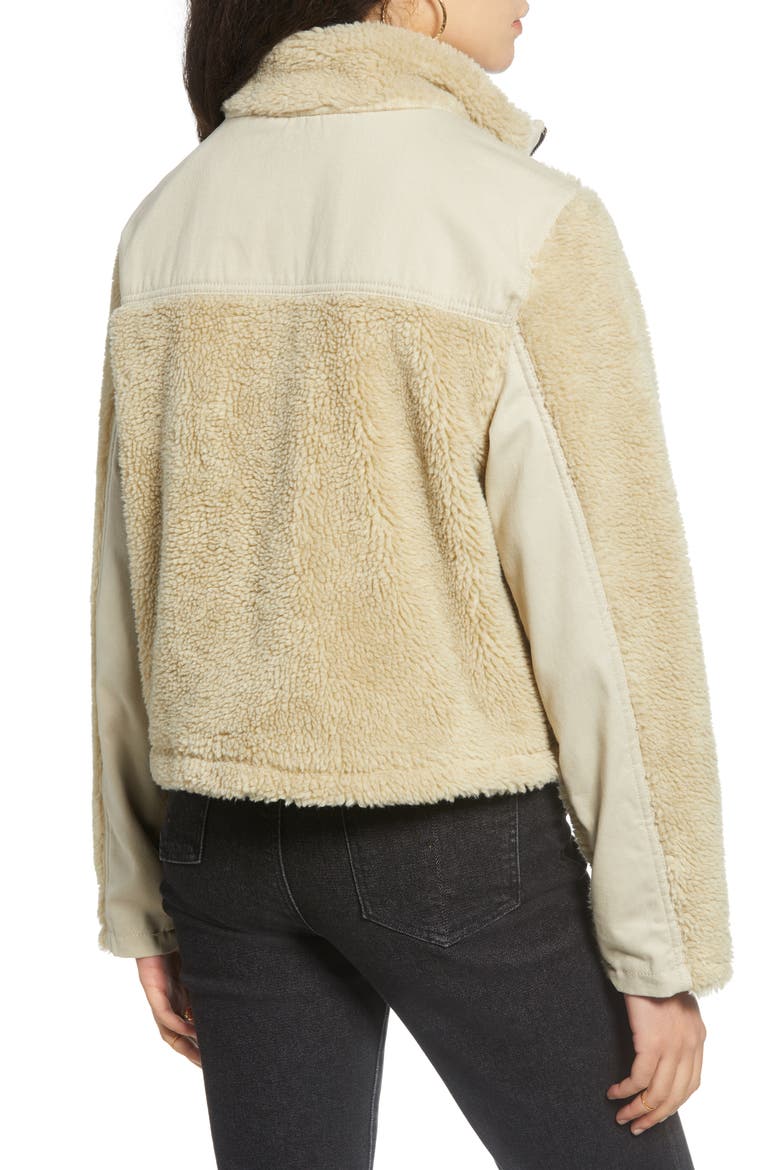 Contrast Panel Fleece Jacket, Alternate, color, STONE
