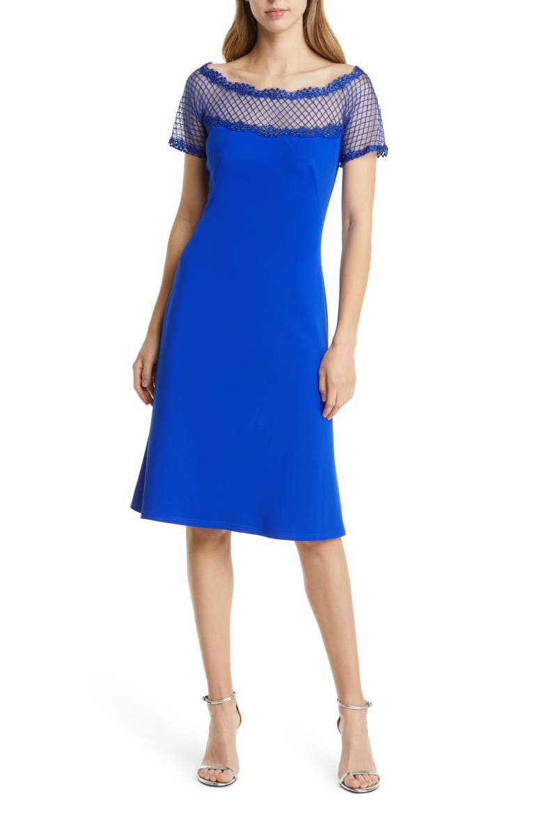 tadashi shoji fit and flare dress Tadashi Shoji Sagamore Ribbon Flower Embellished Gown