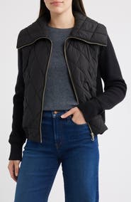 Bernardo Mixed Media Knit & Quilted Jacket