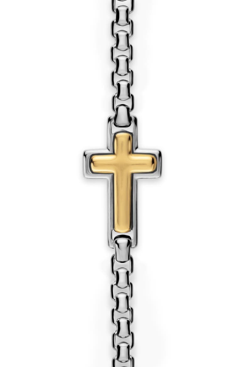 Cross Station Box Chain Necklace, Alternate, color, SILVER