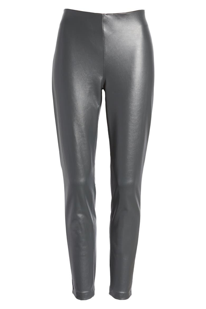 Faux Leather Leggings, Alternate, color, DARK GREY