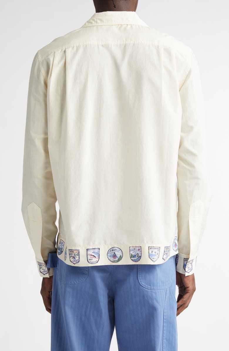 Bode Ski Season Long Sleeve Cotton & Silk Button-Up Shirt, Alternate, color, Ecru