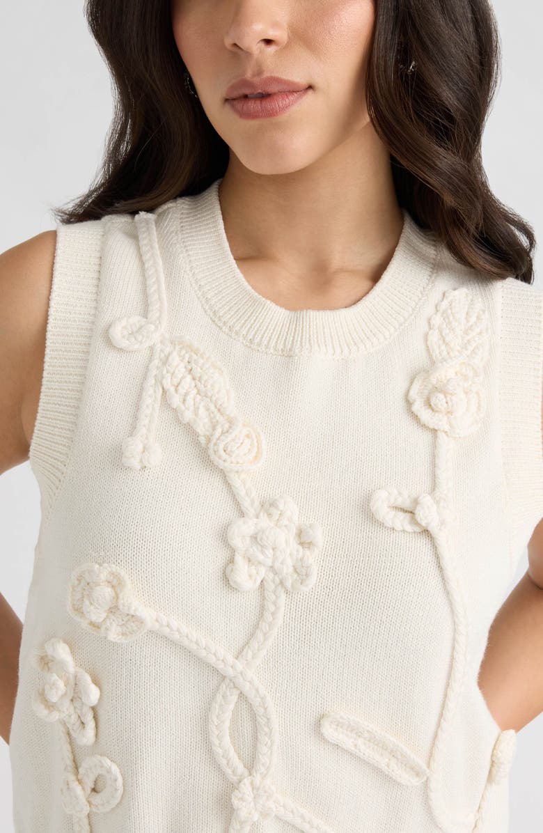 NVLT Sleeveless Floral Appliqué Sweater, Alternate, color, Marshmallow