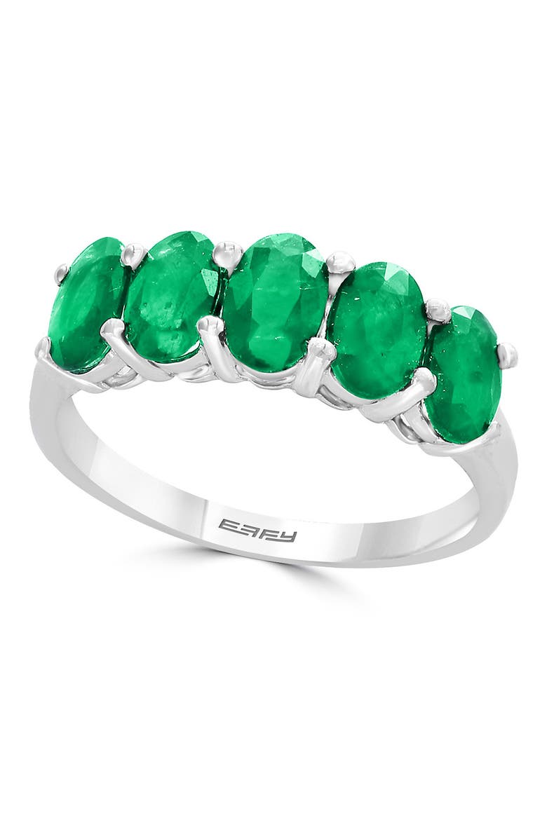 Sterling Silver Natural Oval Cut Emerald Ring, Main, color, GREEN