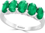 EFFY Sterling Silver Natural Oval Cut Emerald Ring