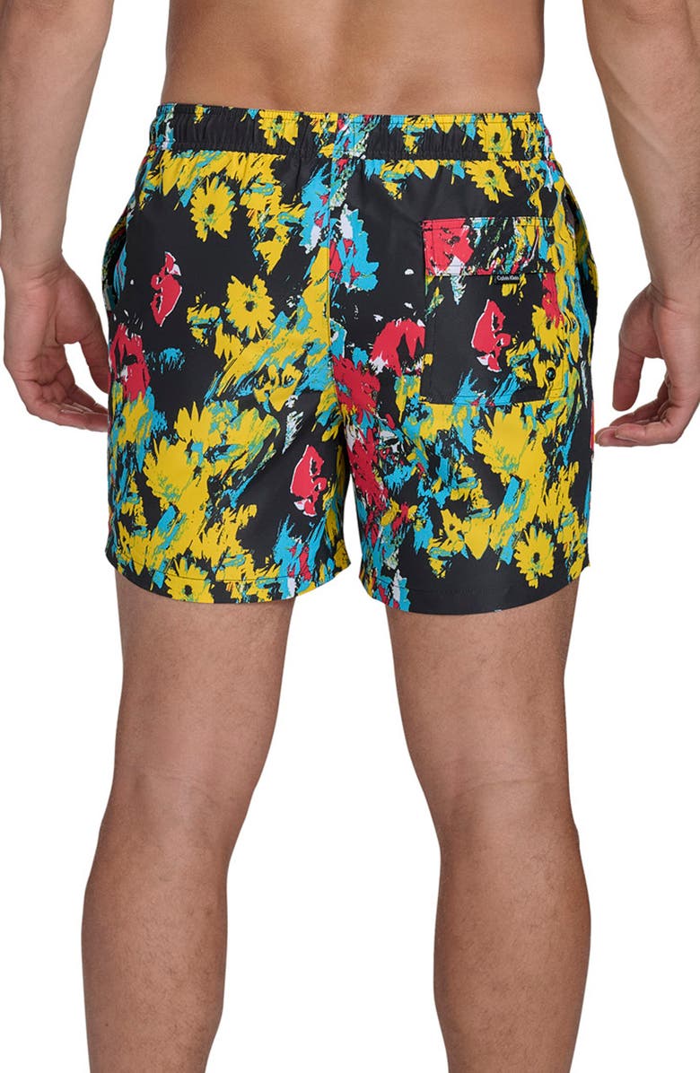 Calvin Klein CK Outline Volley Swim Trunks, Alternate, color, Black Floral