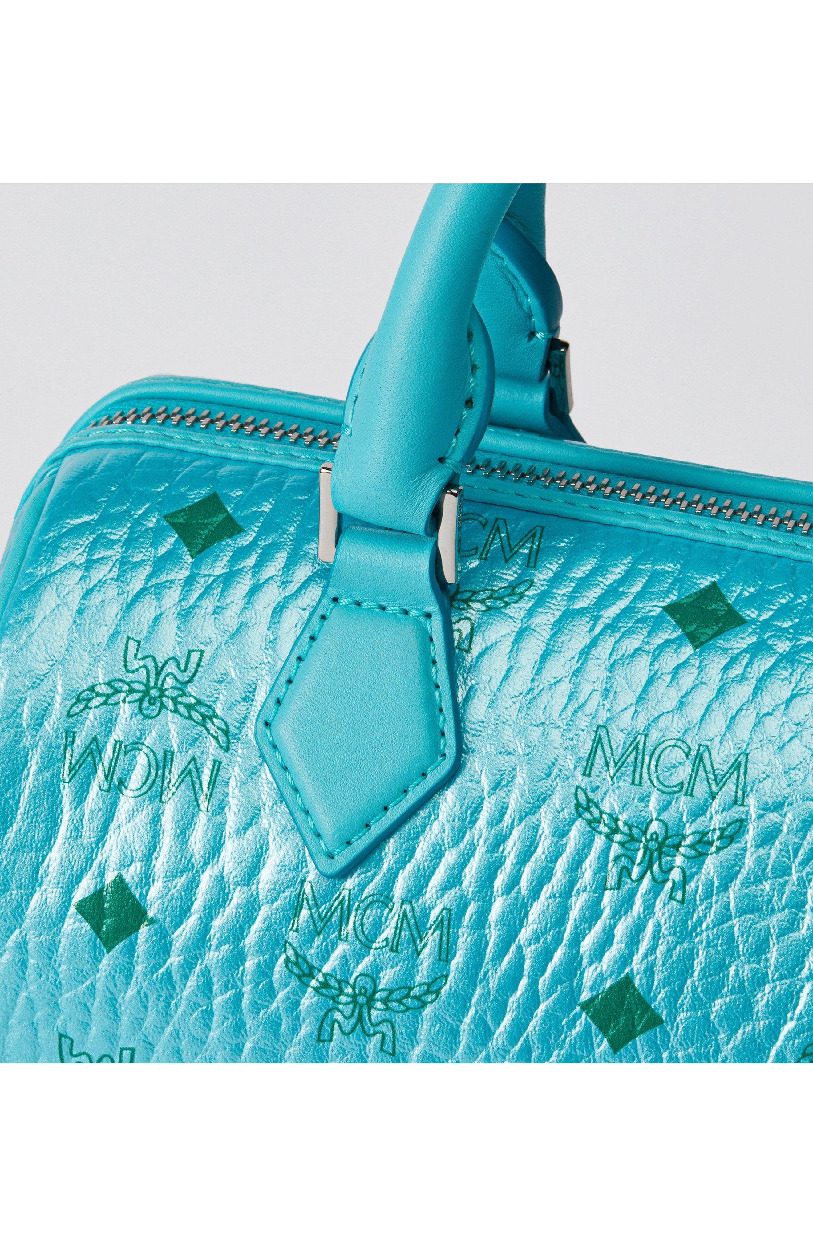 Ella Boston Bag in Visetos, Alternate, color, Blue Ceramic
