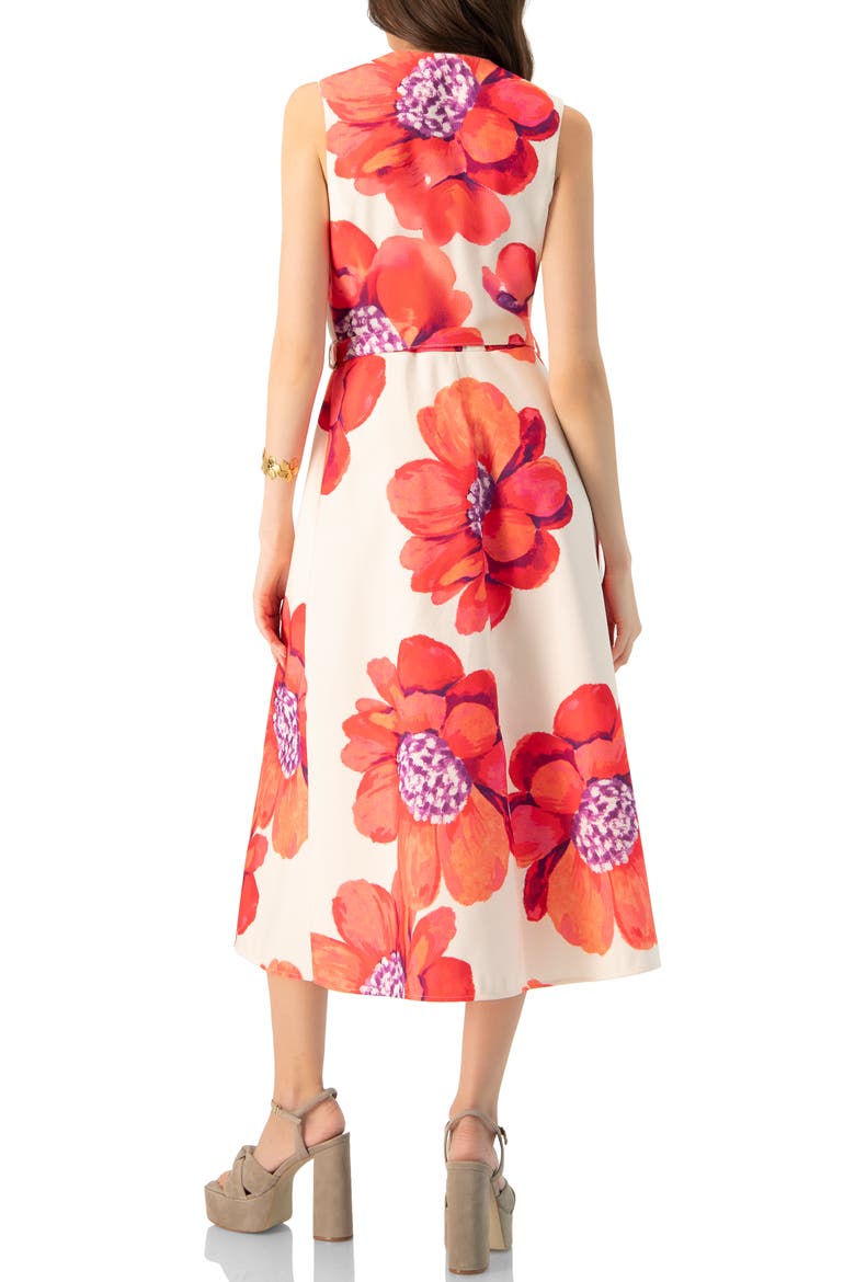 Printed Jacquard Sleeveless Midi Dress, Alternate, color, Ivory