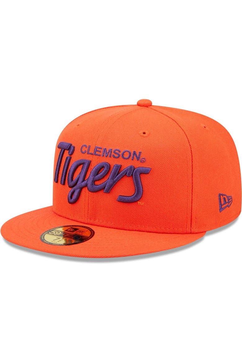 Men's New Era Orange Clemson Tigers Script Original 59FIFTY Fitted Hat, Main, color, Orange