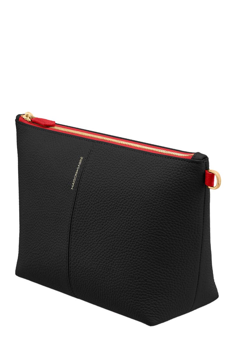 Small Leather Flaire Pouch, Alternate, color, Rouge Noir