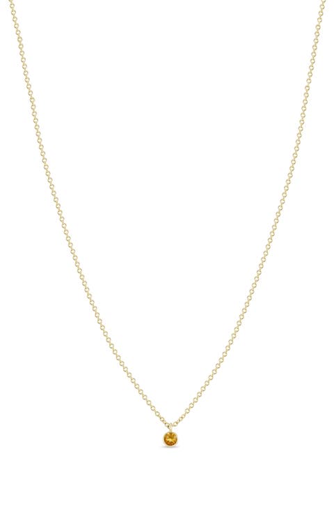 14K Gold Bezel Birthstone Necklace