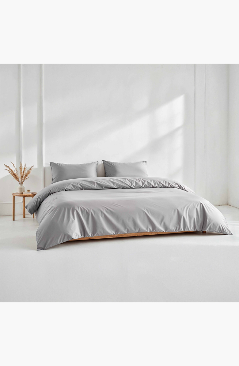 Italic Luxe Australian Sateen Duvet Cover, Alternate, color, Pebble Gray