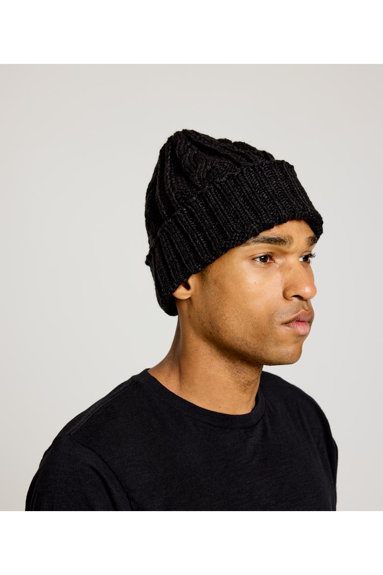 Cable Knit Beanie, Alternate, color, Black