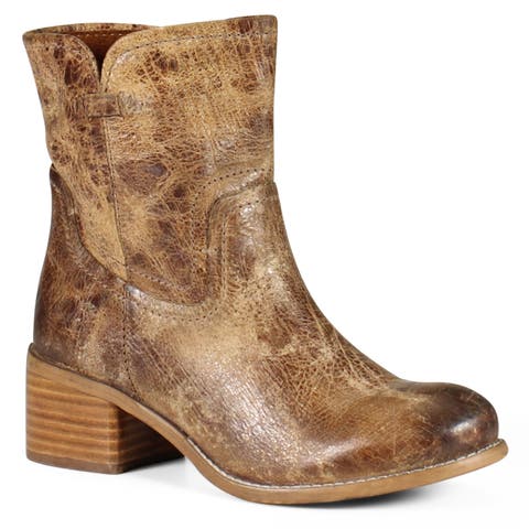 WEST HAVEN Pull-On Distressed Leather Western Boots