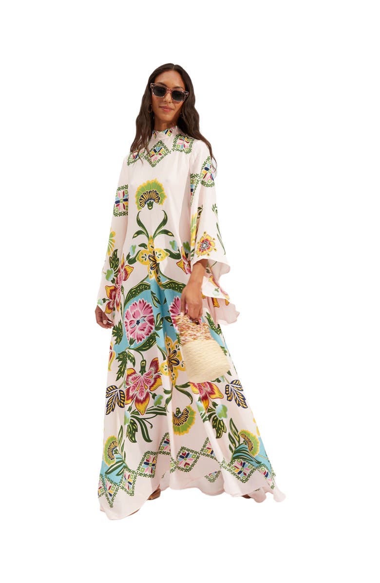 La DoubleJ Magnifico Dress Placée Folk Flowers Azzurro Pink, Main, color, 