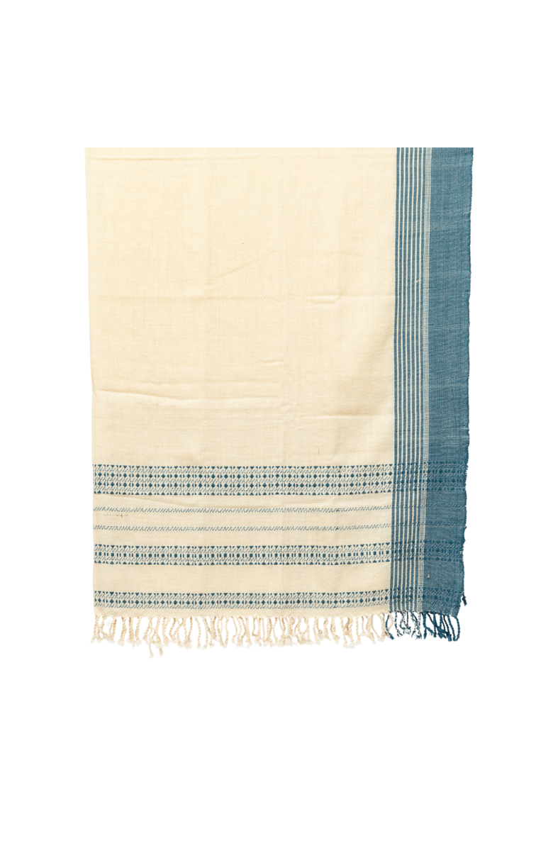 Alamwar Shell/Indigo Handwoven Bedspread, Main, color, Shell/Indigo