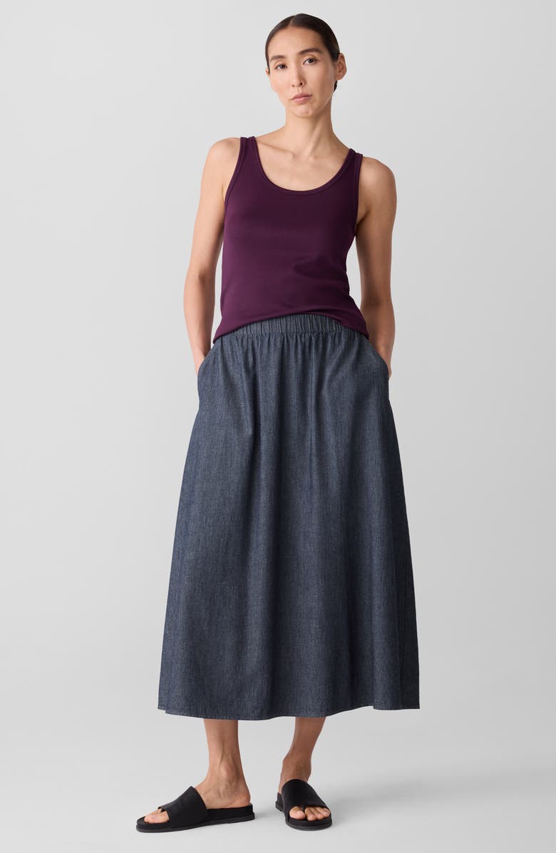 Eileen Fisher Organic Cotton Denim Skirt, Alternate, color, 