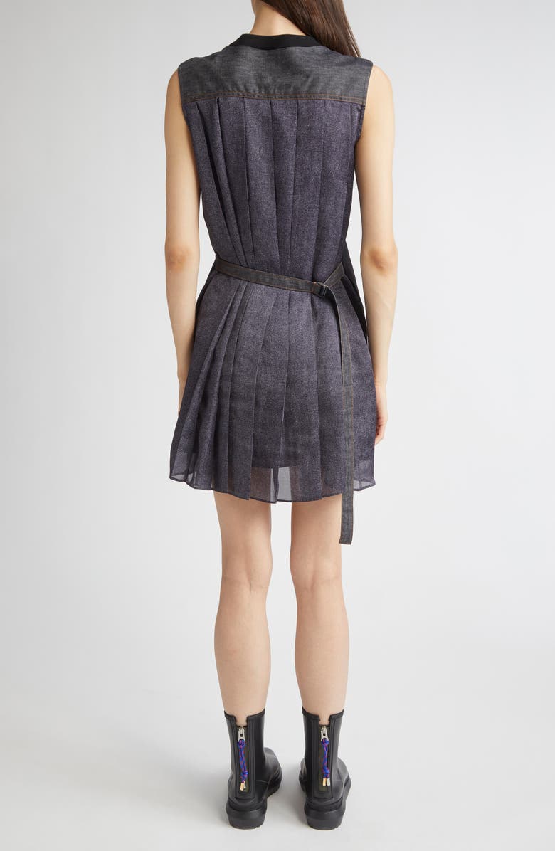 Sacai Mixed Media Cotton Jersey & Denim Minidress, Alternate, color, Black/ Indigo