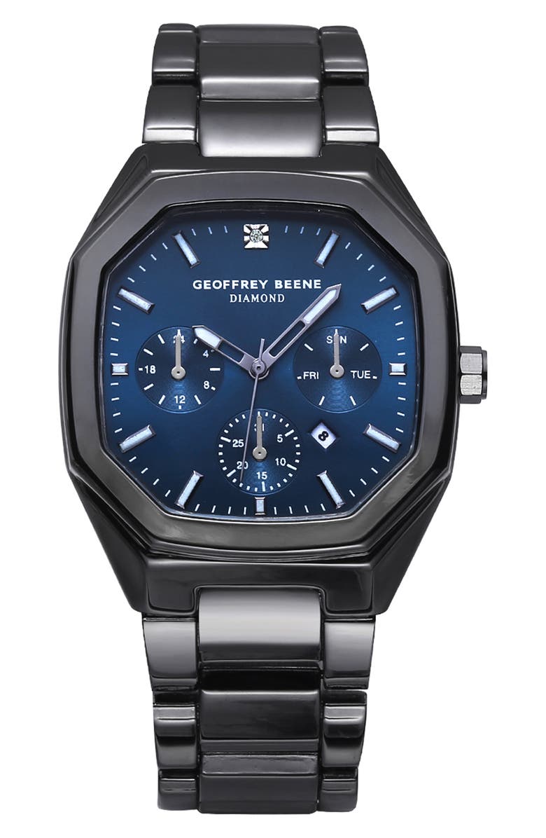 GEOFFREY BEENE Genuine Diamond Bracelet Watch, 41mm - 0.001ct., Main, color, Black