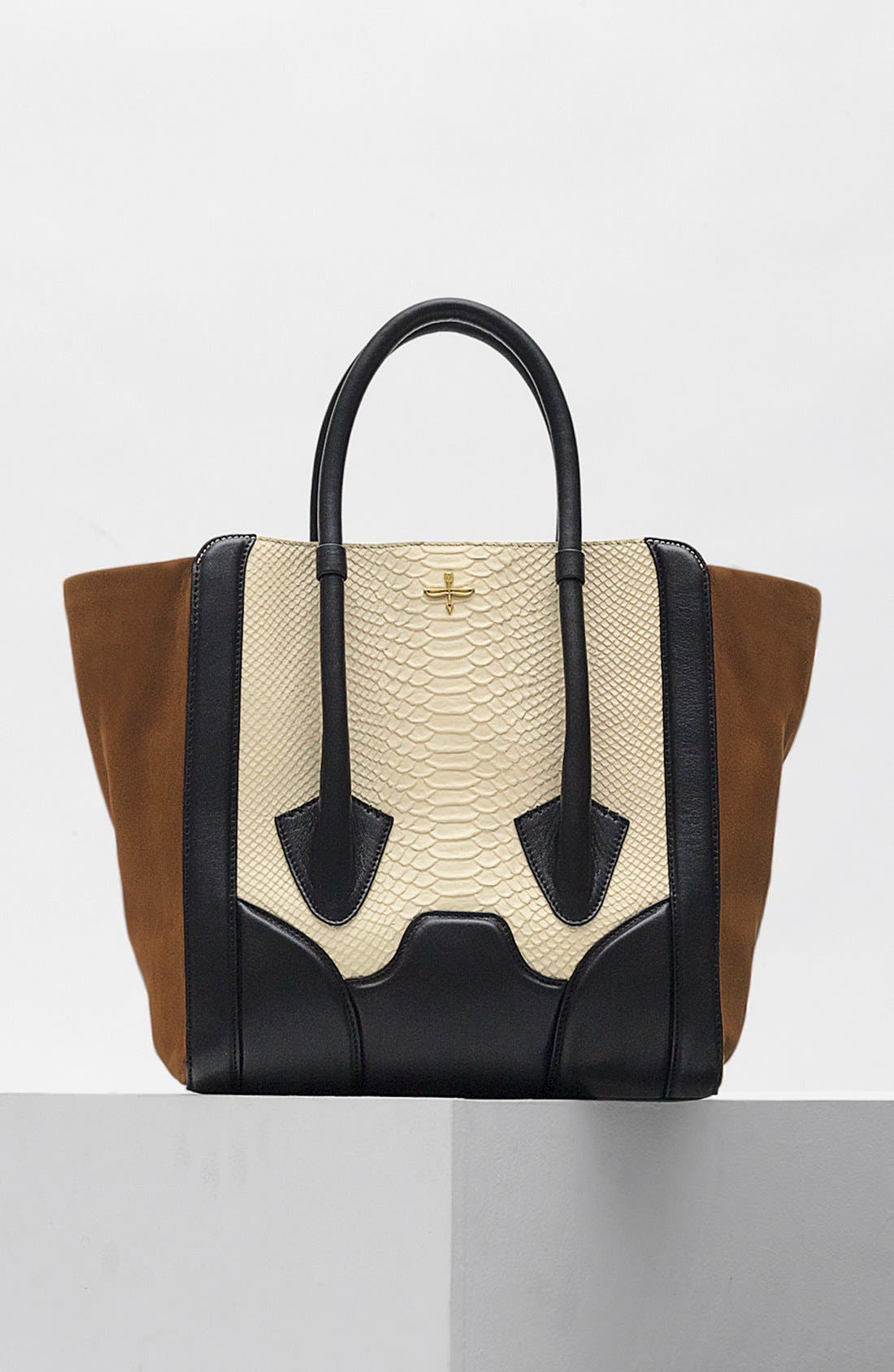 'Butler - Large' Snake Embossed Leather & Suede Tote, Alternate, color, ELECTRIC BLUE