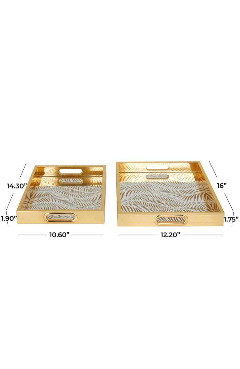 VIVIAN LUNE HOME Gold Plastic Mirrored Geometric Tray - Set of 2, Alternate, color, 