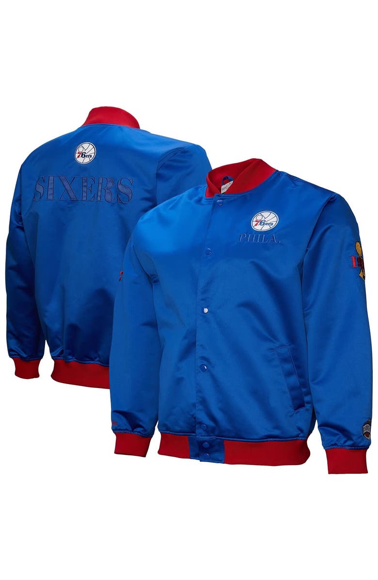 Mitchell & Ness Men's Mitchell & Ness Royal Philadelphia 76ers Hardwood Classics Team OG 3.0 Lightweight Satin Full-Snap Jacket, Main, color, Royal