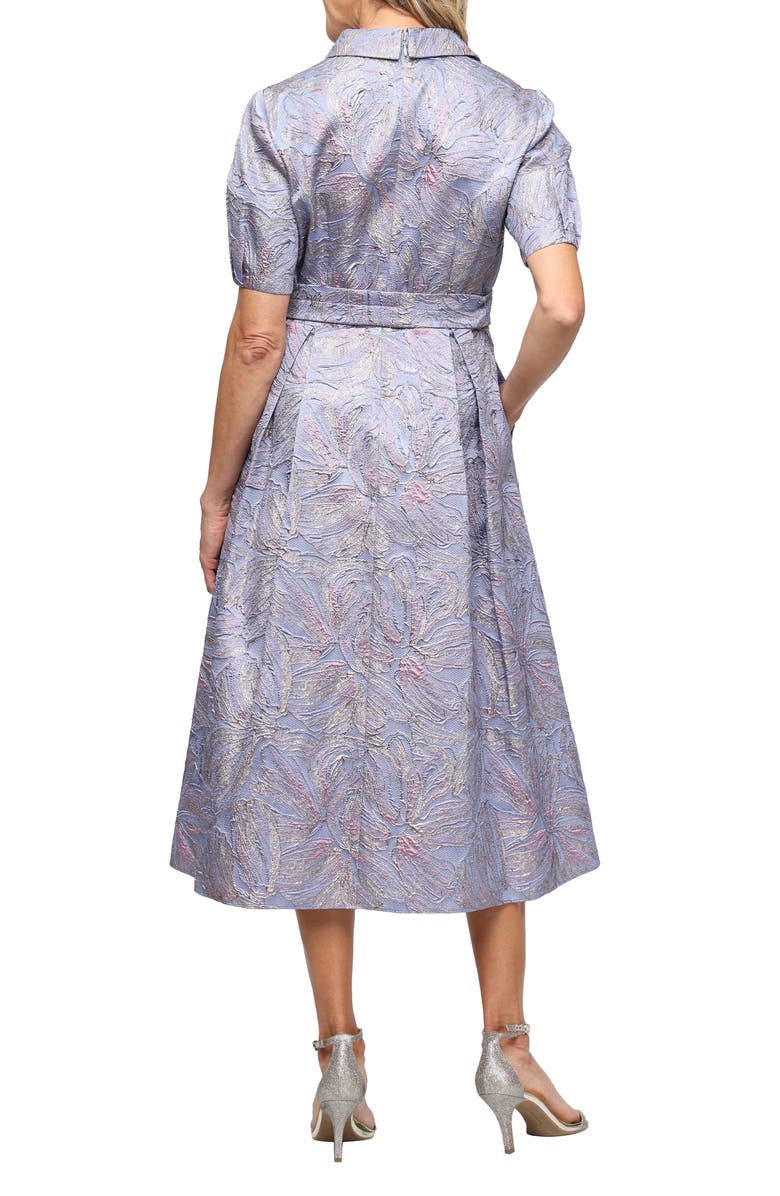 Alex Evenings Floral Jacquard Dress, Alternate, color, Lilac Multi