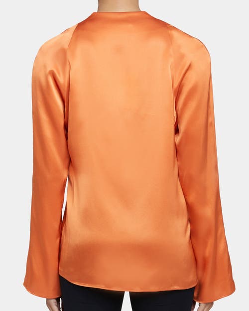 Santorelli Zuri Long Sleeve V-neck Blouse In Orange Glow