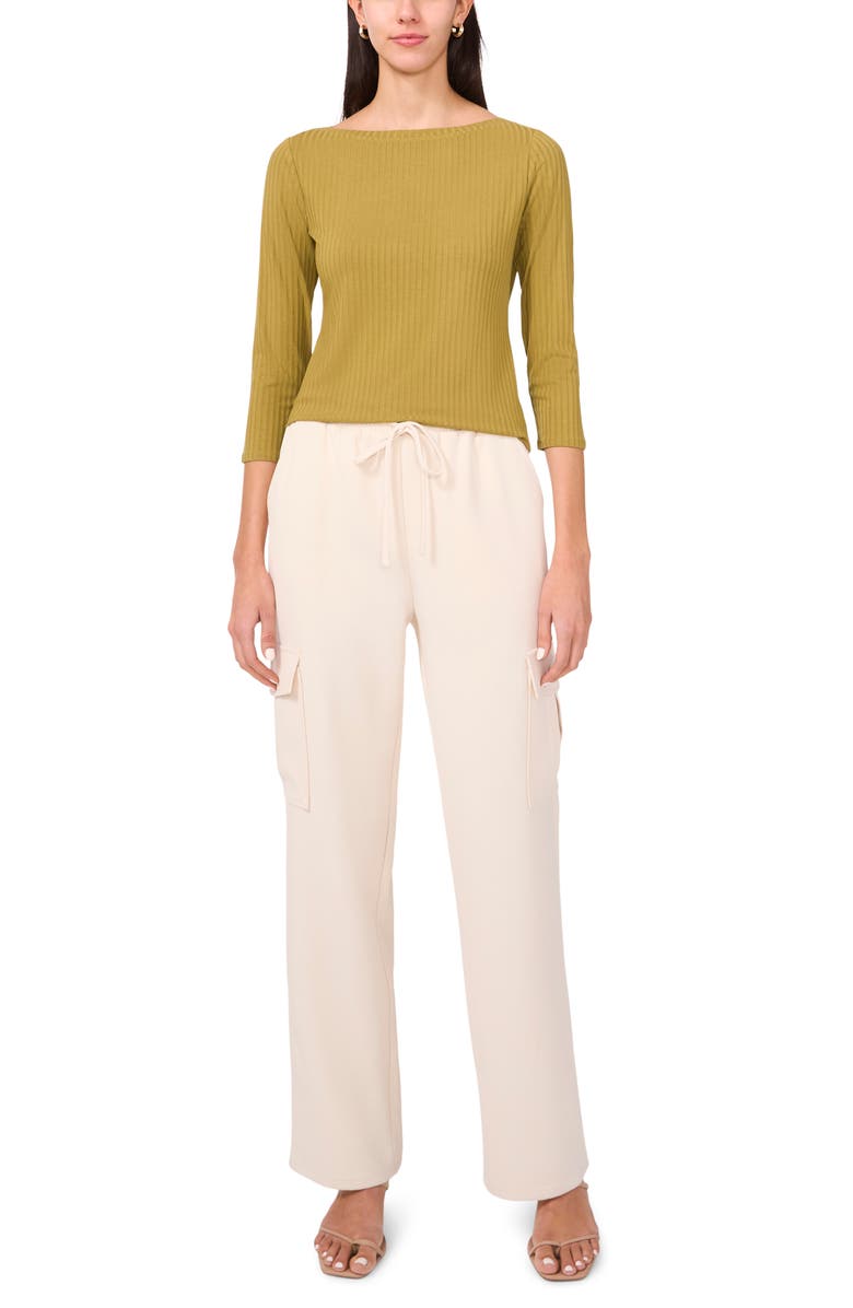 Halogen<sup>®</sup> Rib Boat Neck Three-Quarter Sleeve Top, Alternate, color, Green Moss