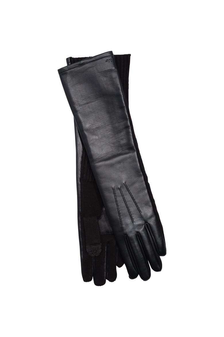 Fully Long Leather Glove, Main, color, Black