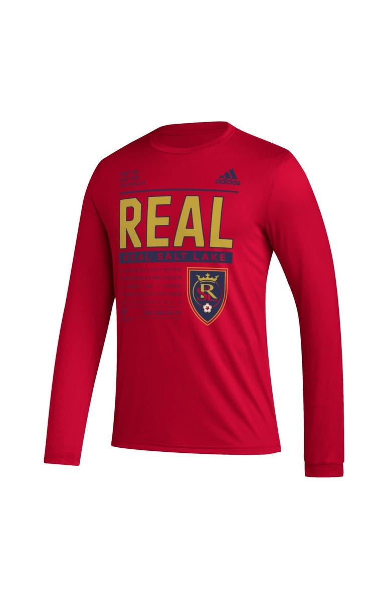 adidas Men's adidas Red Real Salt Lake Club DNA Long Sleeve AEROREADY T-Shirt, Alternate, color, 