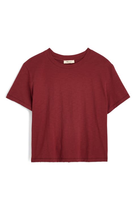 Boxy Crop Cotton Slub T-Shirt