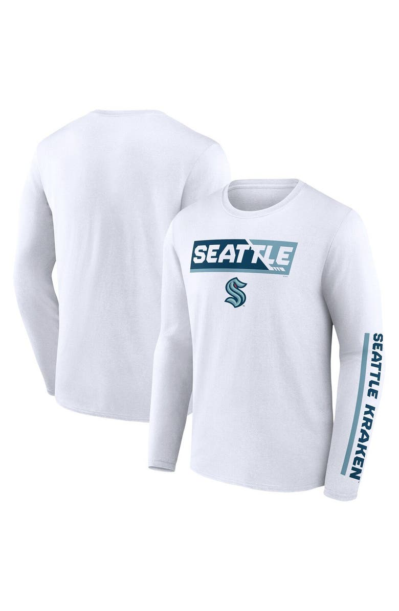 FANATICS Men's Fanatics Branded White Seattle Kraken Breakaway Combo Long Sleeve T-Shirt, Main, color, White