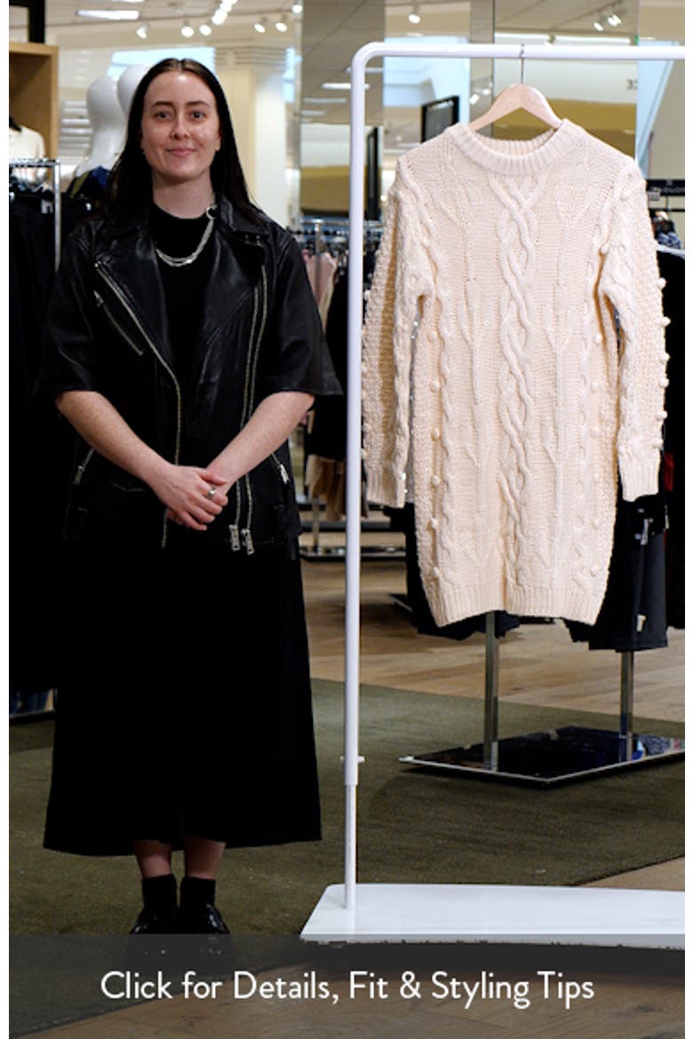 Mona Cable Stitch Long Sleeve Sweater Minidress video