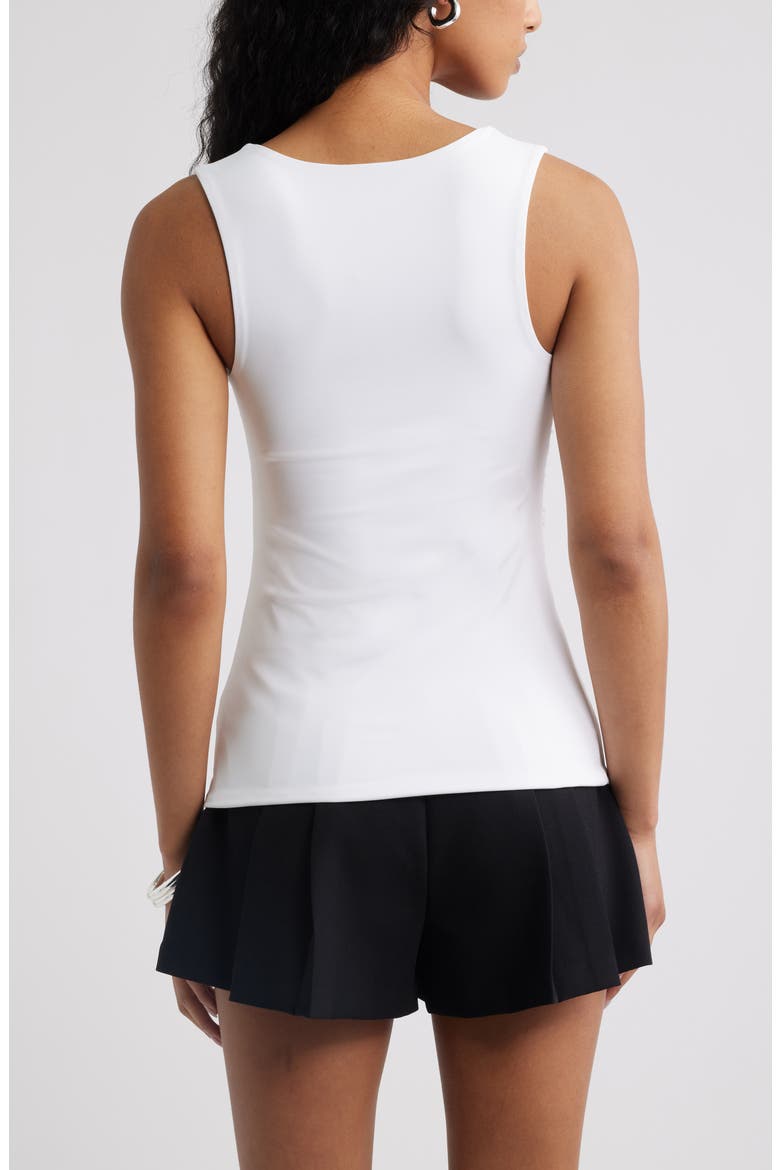 Ruched Square Neck Tank, Alternate, color, WHITE