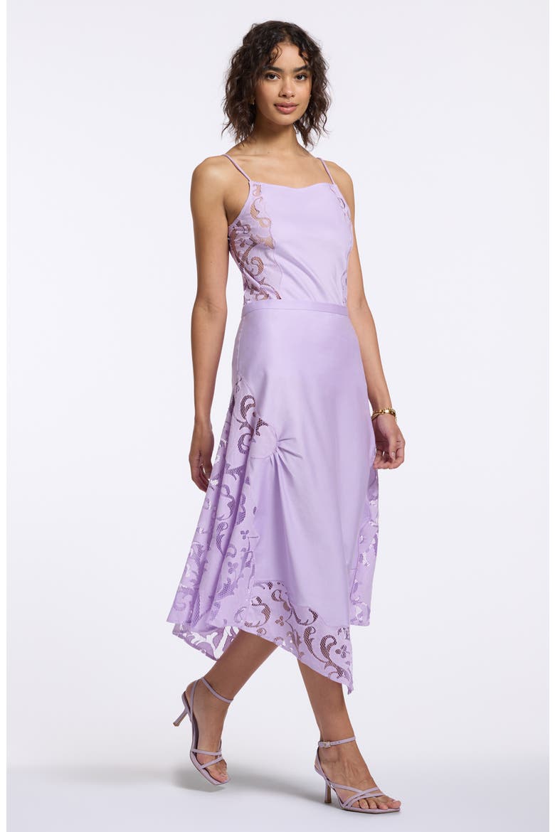 Stella Lace Hem Midi Skirt, Alternate, color, LILAC