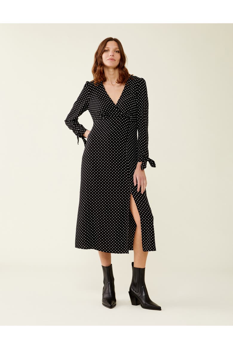 Laine Polka Dot Spot Midi Dress, Main, color, Black Spot