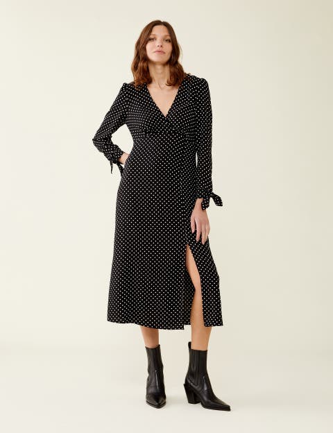 Laine Polka Dot Spot Midi Dress