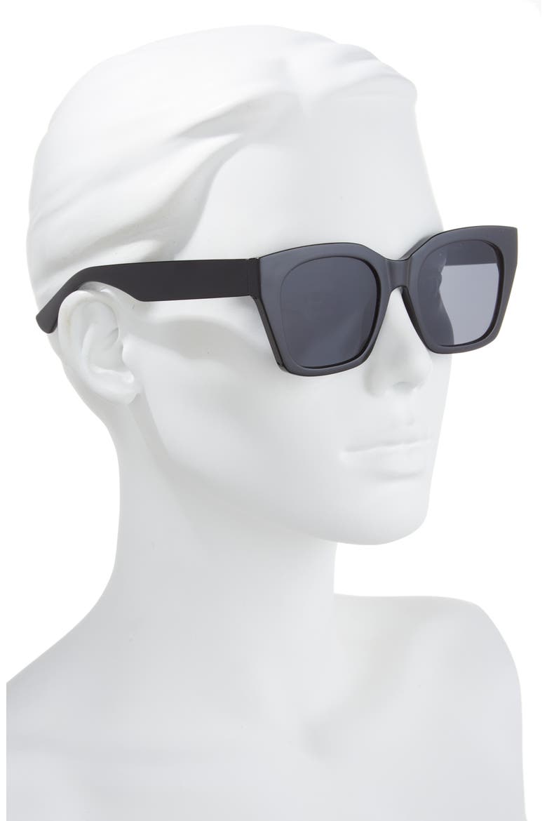 Chunky Cat Eye Sunglasses, Alternate, color, BLACK