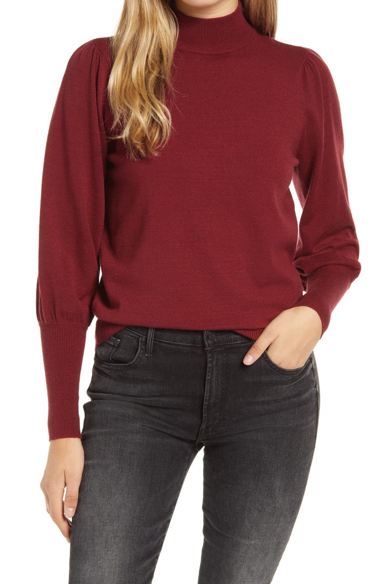 Juliet Sleeve Pullover Sweater, Main, color, CABERNET