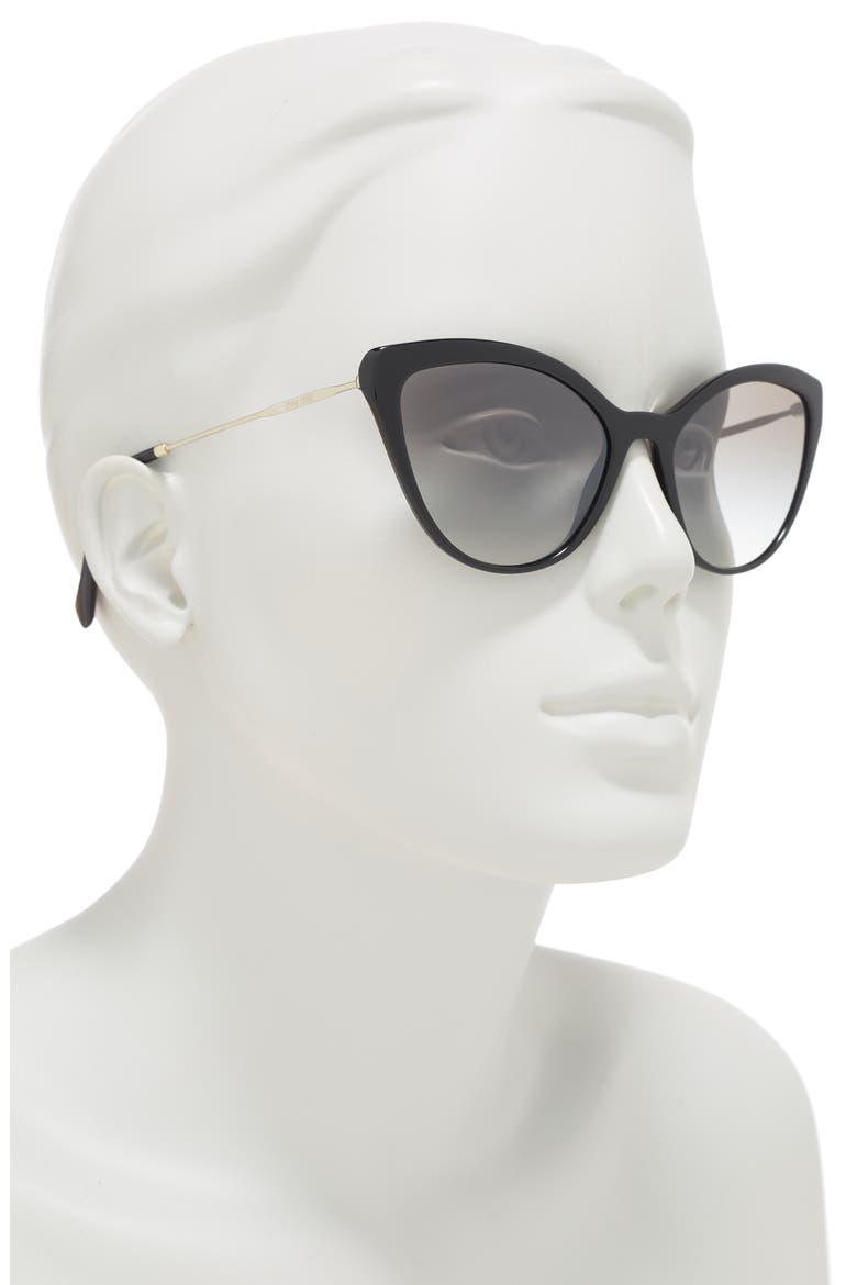 55mm Cat Eye Sunglasses, Alternate, color, BLACK