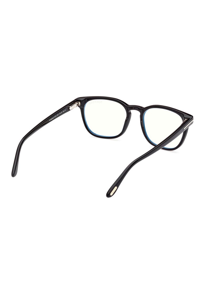 53mm Square Blue Light Blocking Glasses, Alternate, color, SHINY BLACK