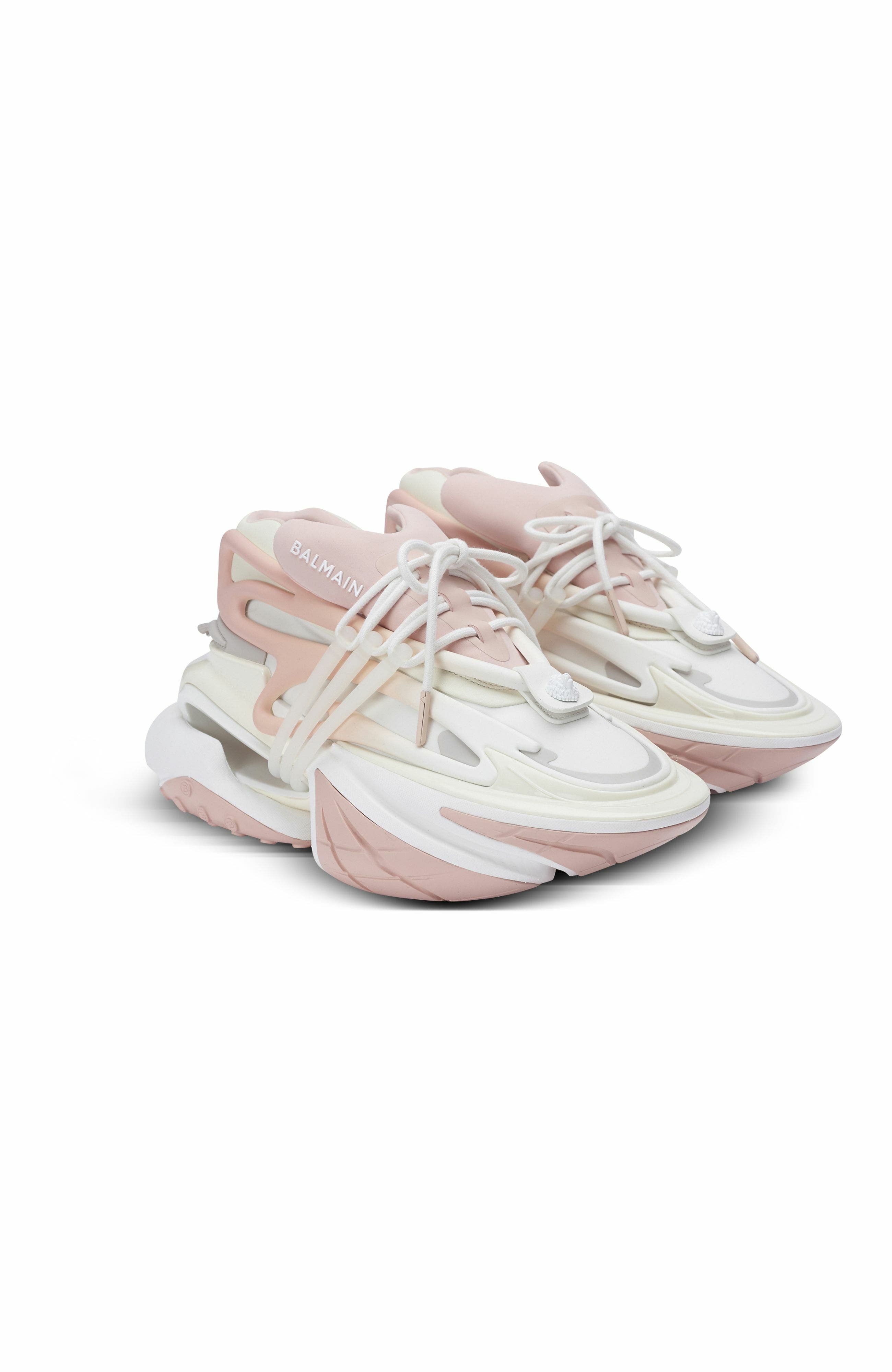 Balmain Unicorn Low Trainers In Neoprene And Calfskin, Alternate, color, 