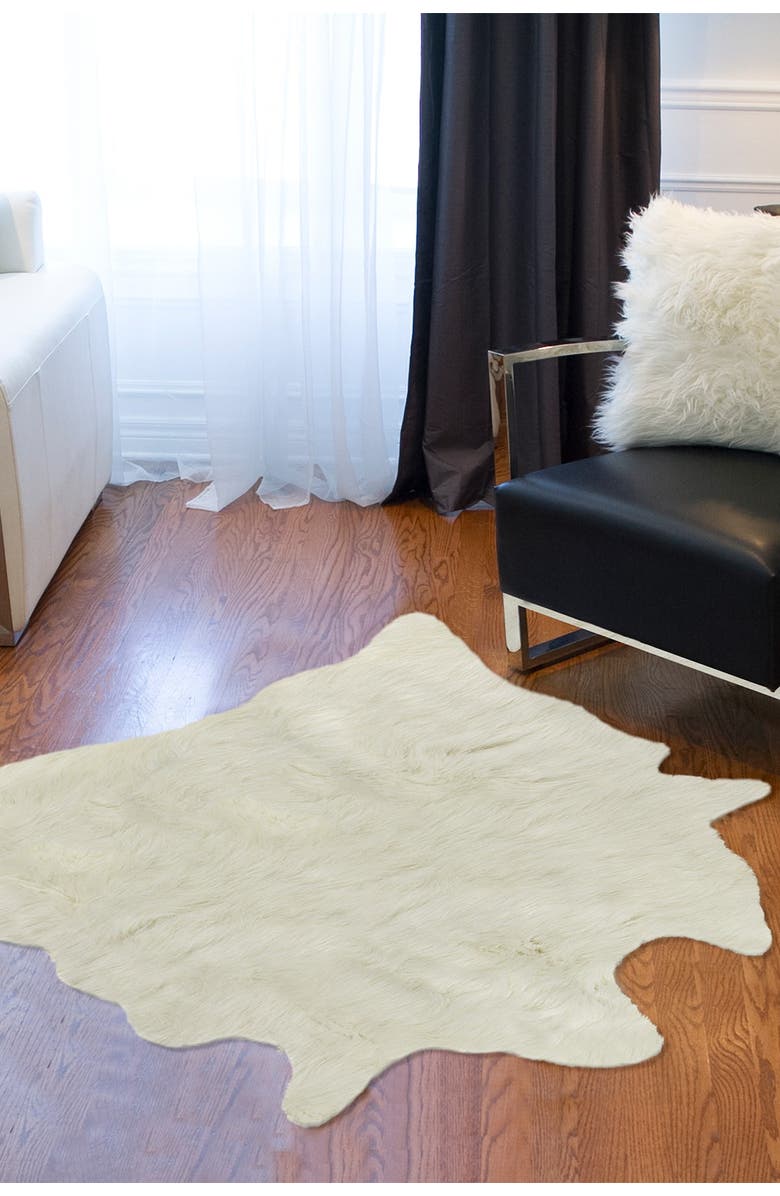 LUXE Off White Faux Cowhide Rug - 4.25 ft x 5ft, Alternate, color, 