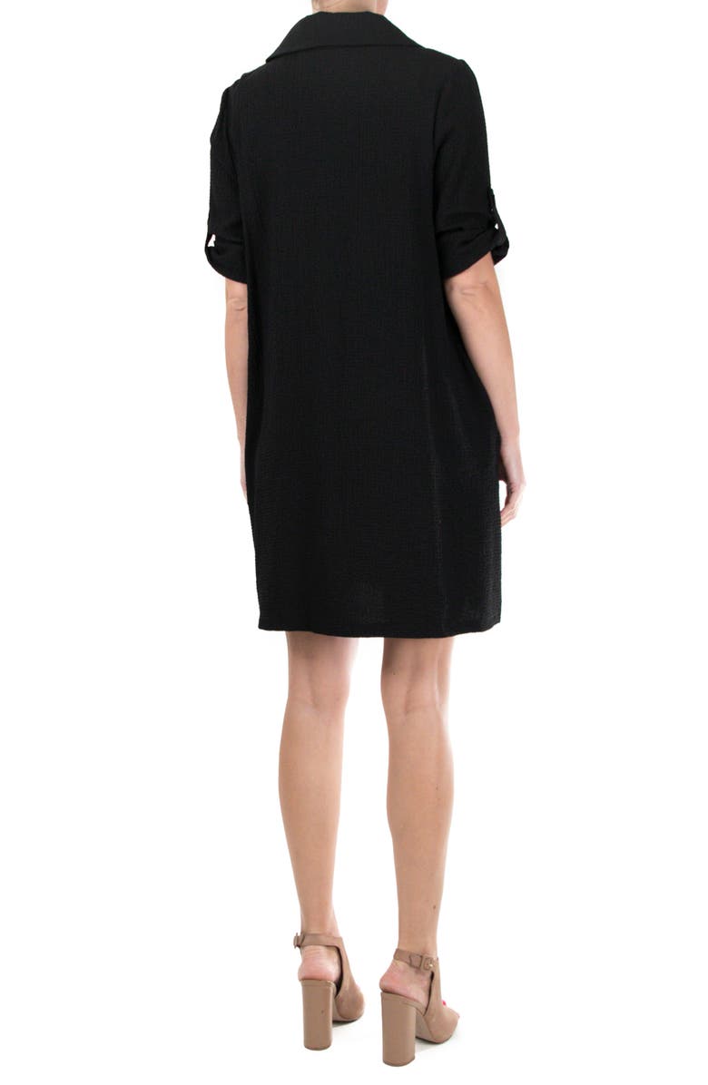 Nina Leonard Elbow Sleeve Textured Shirtdress, Alternate, color, 