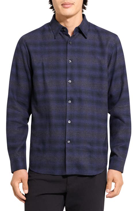 Irving Plaid Cotton Flannel Button-Up Shirt