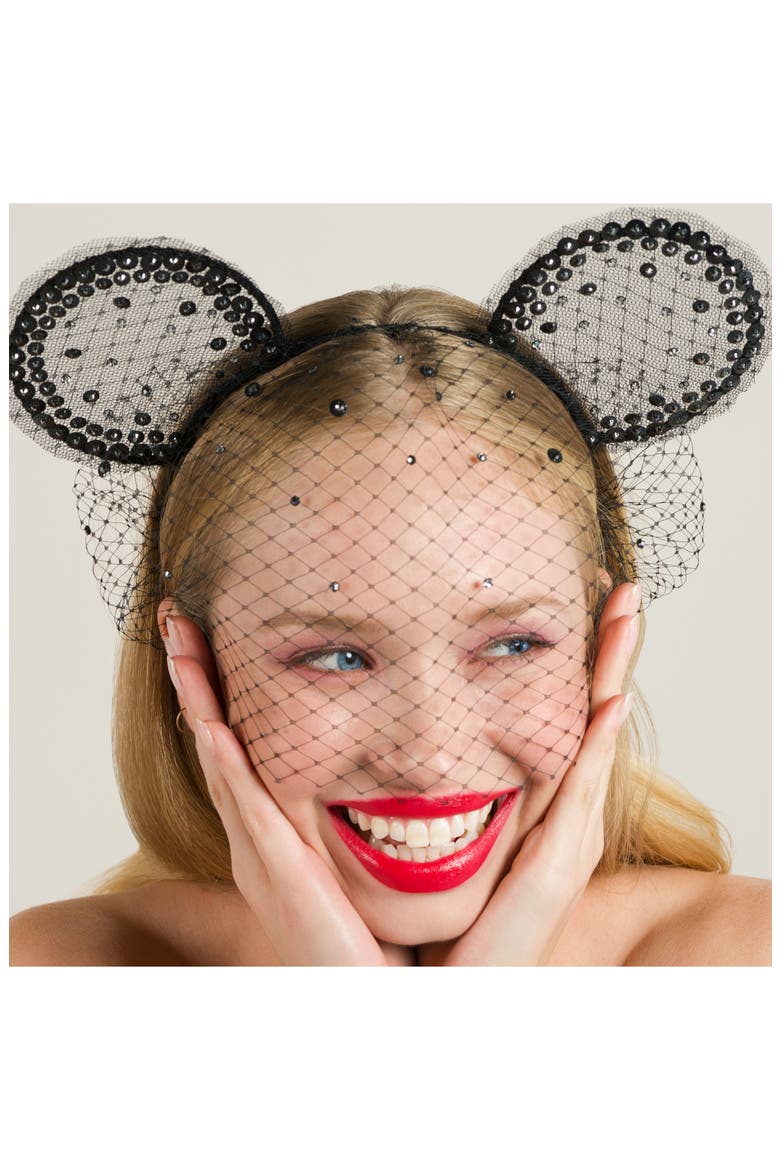 x Disney Mickey Magic Moment Midnight Veil  Headband (Nordstrom Exclusive), Alternate, color, BLACK