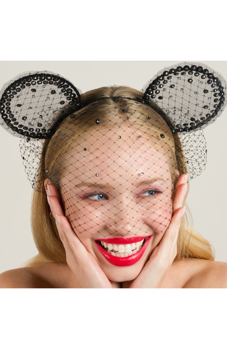 Gigi Burris Millinery x Disney Mickey Magic Moment Midnight Veil  Headband, Alternate, color, 